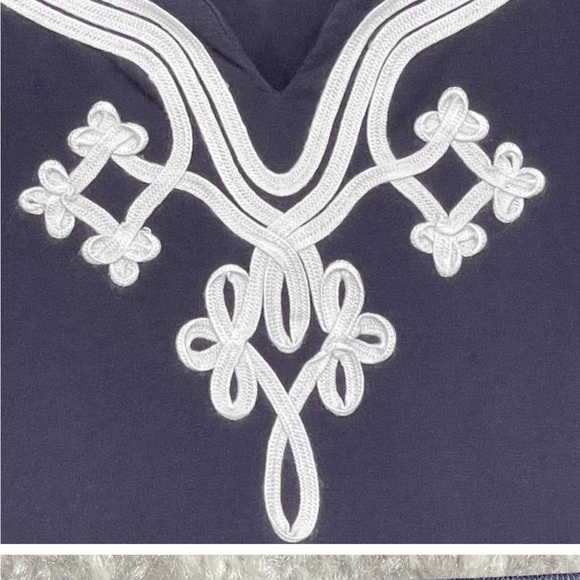 Talbots Henley Top Women Size 1X Blue Detail Neck Accent Cotton 3/4 Sleeve - Picture 2 of 2